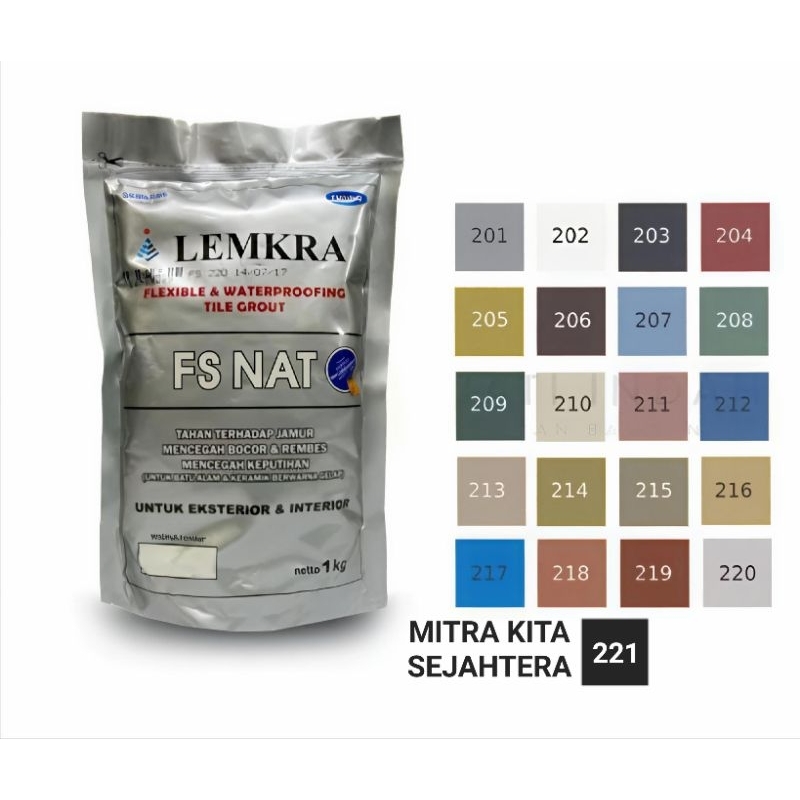 LEMKRA FS NAT / SEMEN NAT WARNA LEMKRA / SEMEN PENGISI RONGGA KERAMIK BATU ALAM GRANIT WARNA / SEMEN