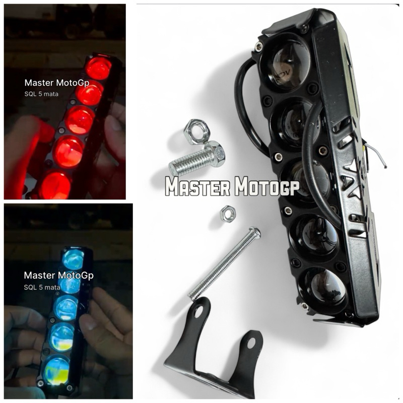 lampu tembak D5 lensa laser lampu tembak 5 lensa Devil Lampu sepeda motor lampu sorot 5 lensa 2 warn