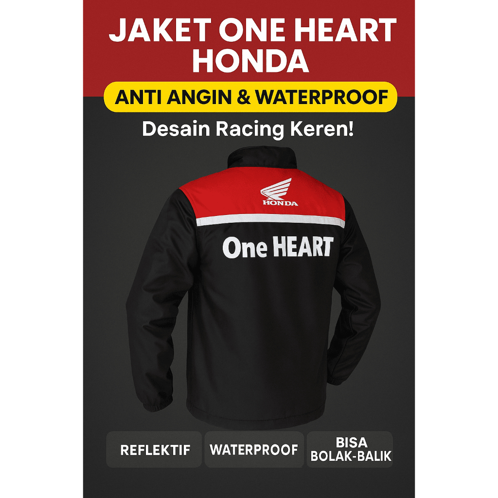 Jaket Honda Racing Pria – Waterproof & Sporty Look