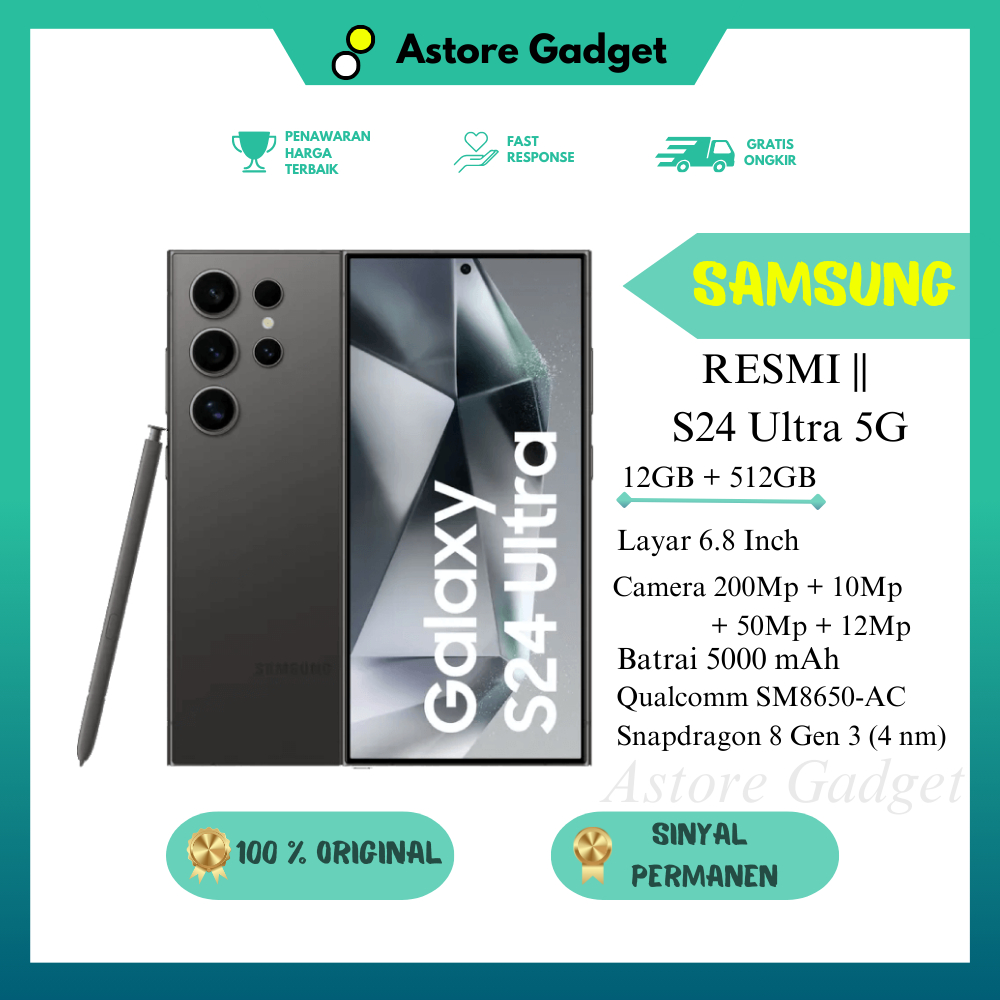 SAMSUNG S24 ULTRA 5G 512GB - RAM 12GB - ORIGINAL - Bekas - Fullset