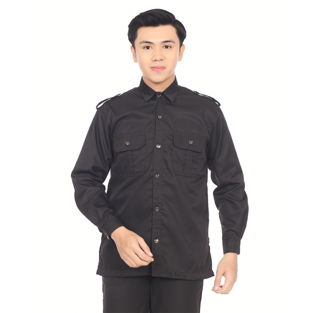 Backheroes Kemeja Safari Panjang Security Satpam Coklat Tua Terbaru