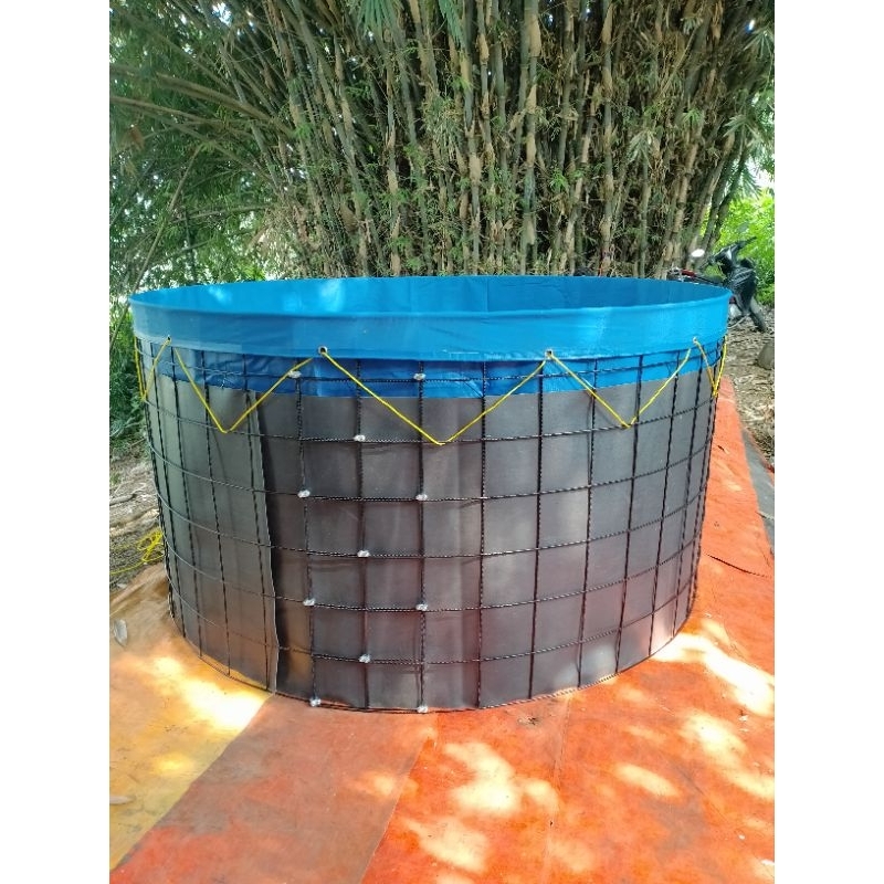 kolam terpal bulat bioflok diameter 3meter tinggi rangka 105cm