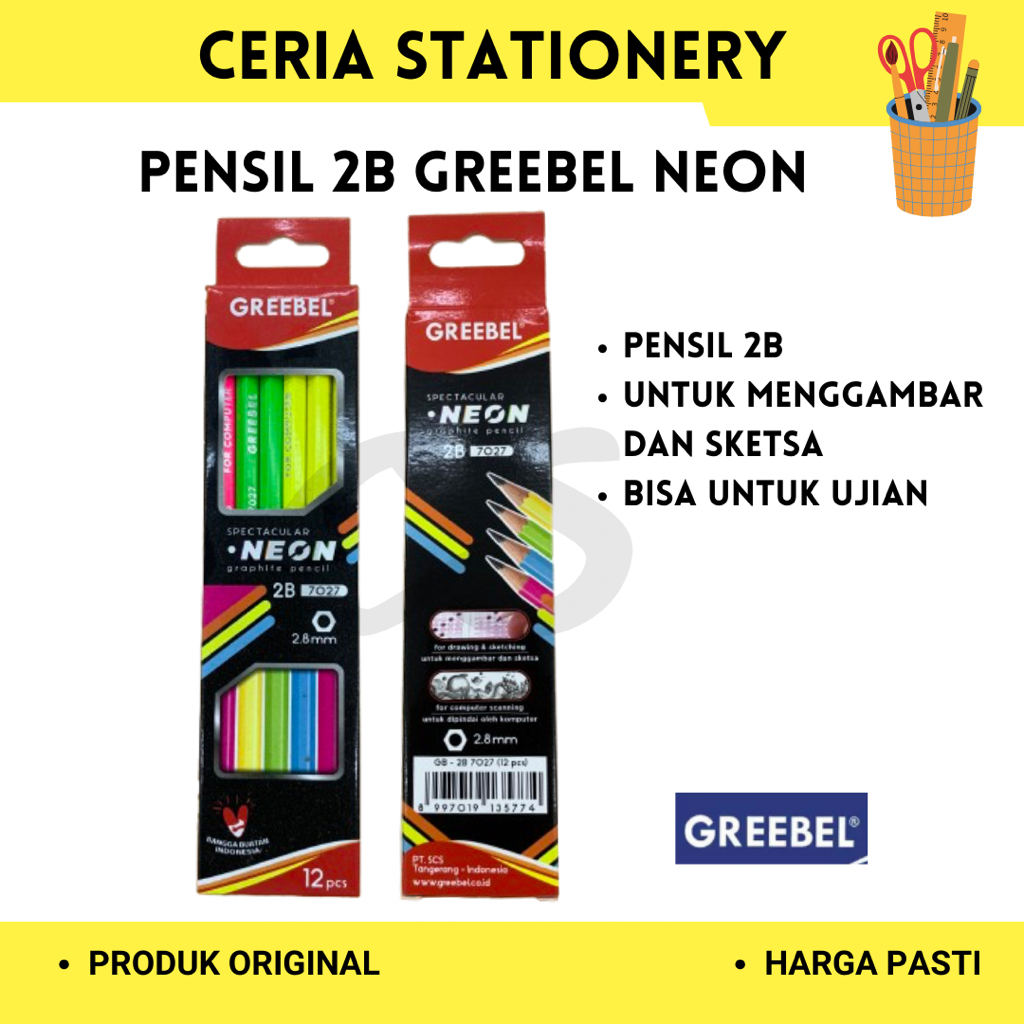 

Pensil Greebel 2B Neon 7027 ( 1 Pak isi 12 Pcs )