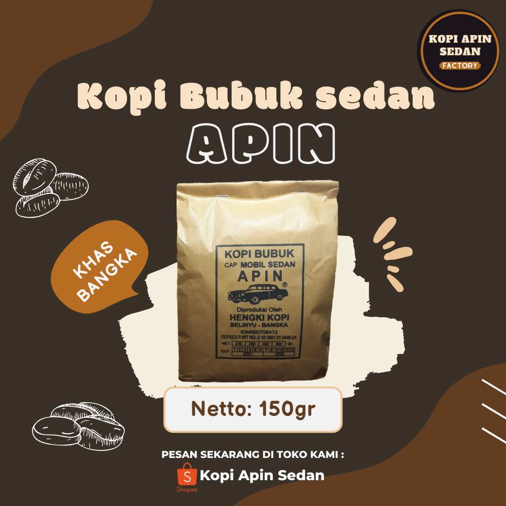 

Kopi Robusta/Arabika arabica bubuk Apin cap mobil sedan 150gr hitam Fresh murni asli giling halus Indonesia Coffee original
