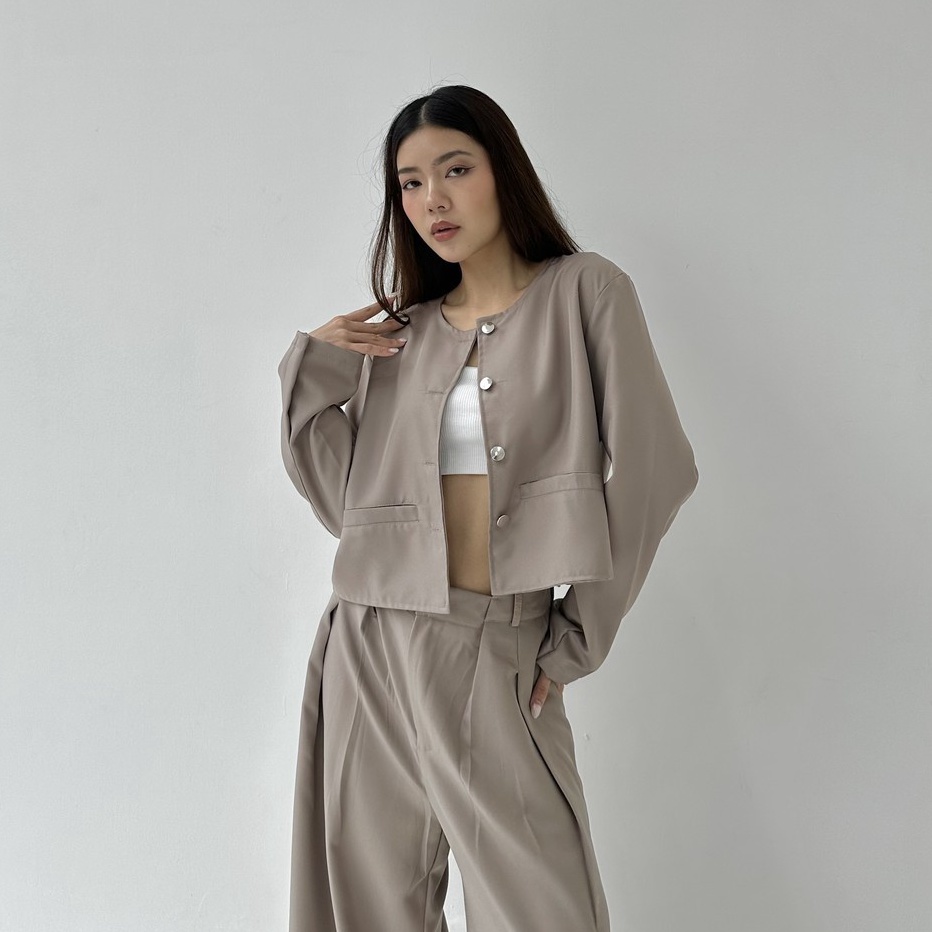 SOL BLAZER  Atasan Outer Blazer Wanita Luaran Crop Top Jacket Murah Baju Lengan Tangan Panjang Vest 