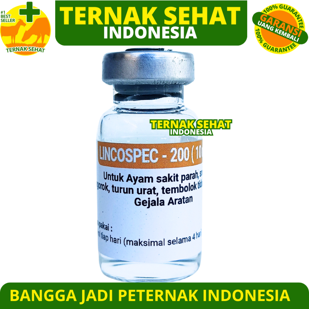 LINCOSPEC 10ML - Obat Ayam Infeksi CRD Snot Ngorok Korisa Berak Hijau Berak Putih