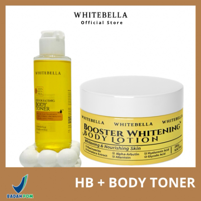 WHITEBELLA PAKET BUNDLING HB BOOSTER + Toner Exfo whitebella | body lotion BPOM