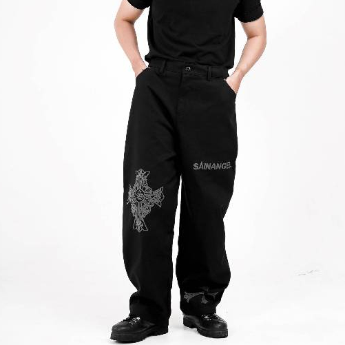 SAINANGEL LONGPANTS CROSS BLACK ON BLACK