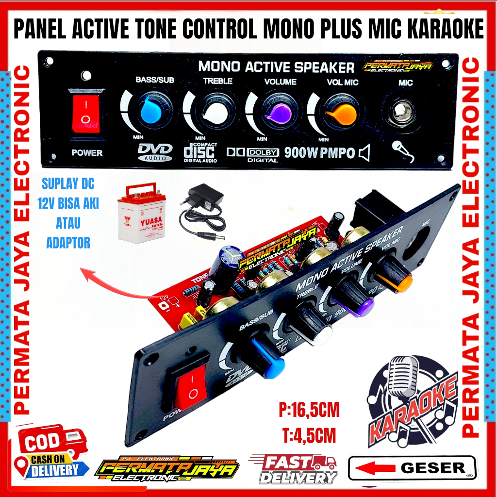 Panel Active Tone Control Mono Plus Mic Karaoke