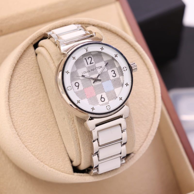 New - Jam Tangan Fashion Wanita LV Model Strap Rantai Elegan Free Box