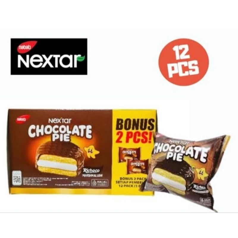 

Chocopie Marsmellow Nabati Nextar Chocolate pie Box isi 12 Bonus 2pcs