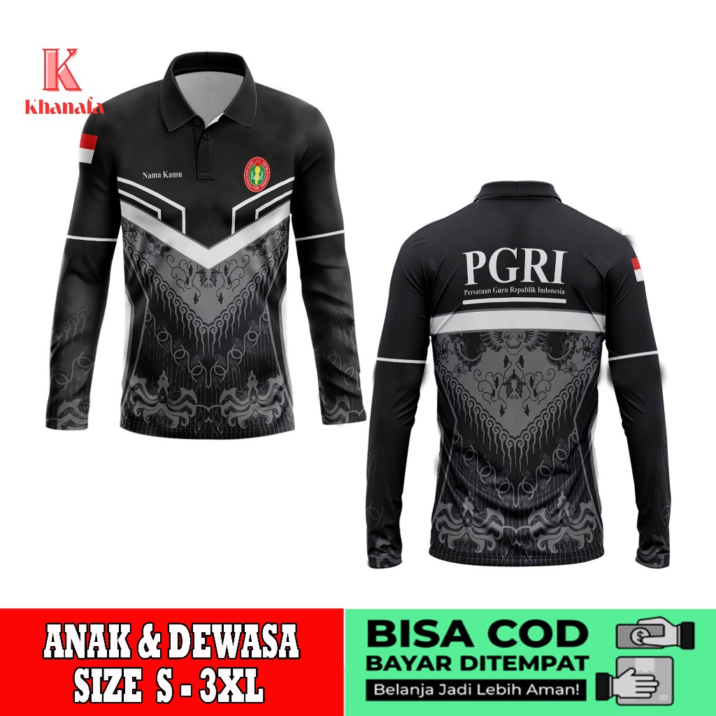 Kaos Polo | Baju pgri | Kaos Polo Batik PGRI | Baju Guru Batik PGRI | Kaos Polo Motif Batik PGRI Ful