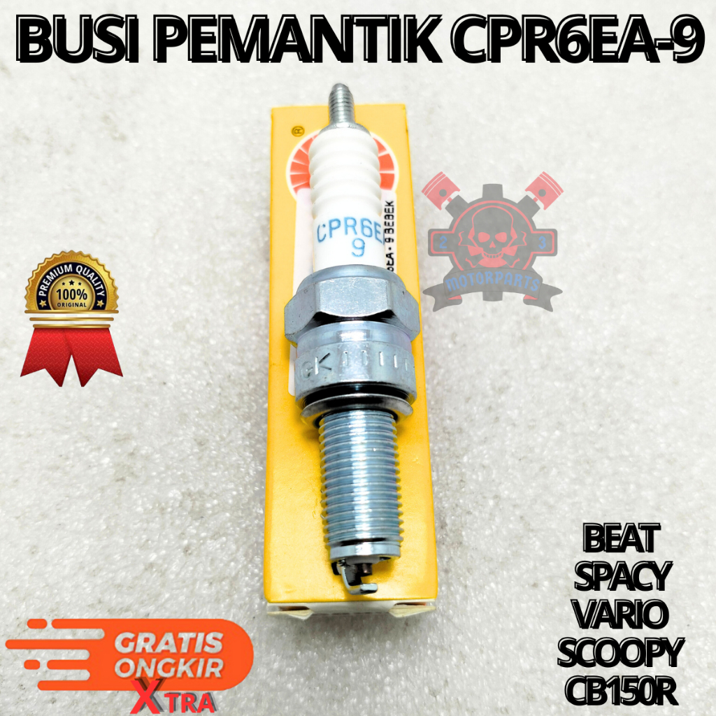 BUSI NGK CPR6E-9 UNTUK MOTOR BEAT,SPACY,VARIO,SCOOPY,CB150R.BERKUALITAS ORIGINAL ASLI ORI