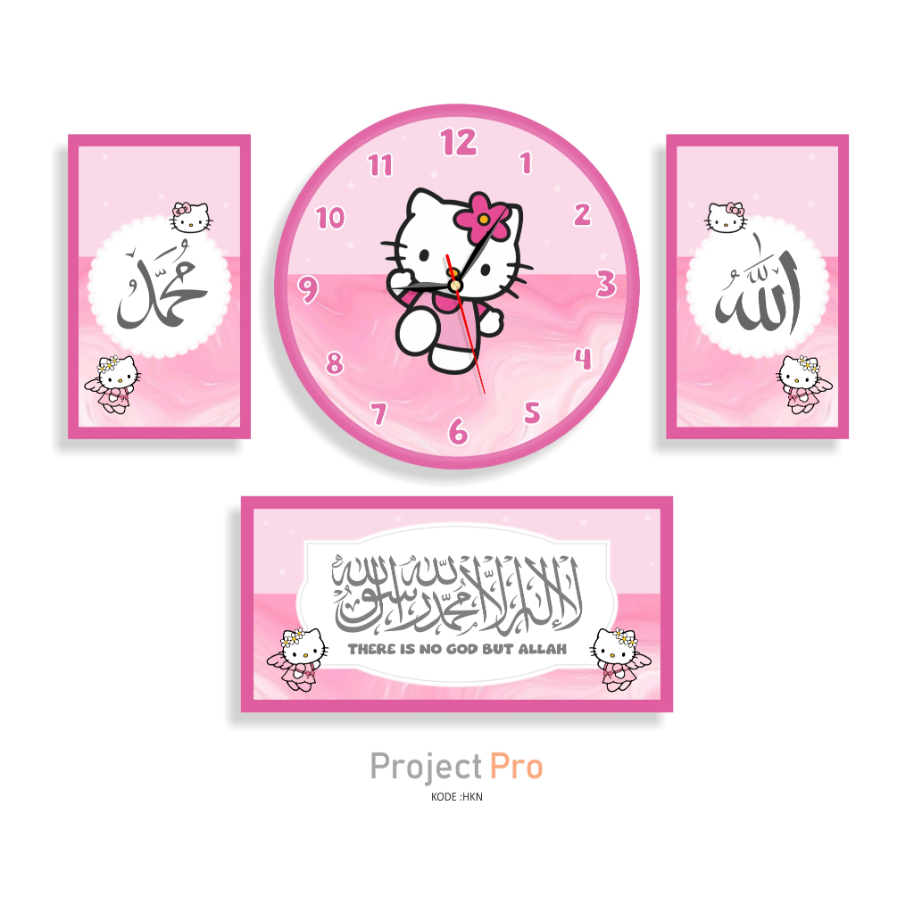 Project Pro Jam Dinding Kayu Karakter Hello Kitty 1 Paket