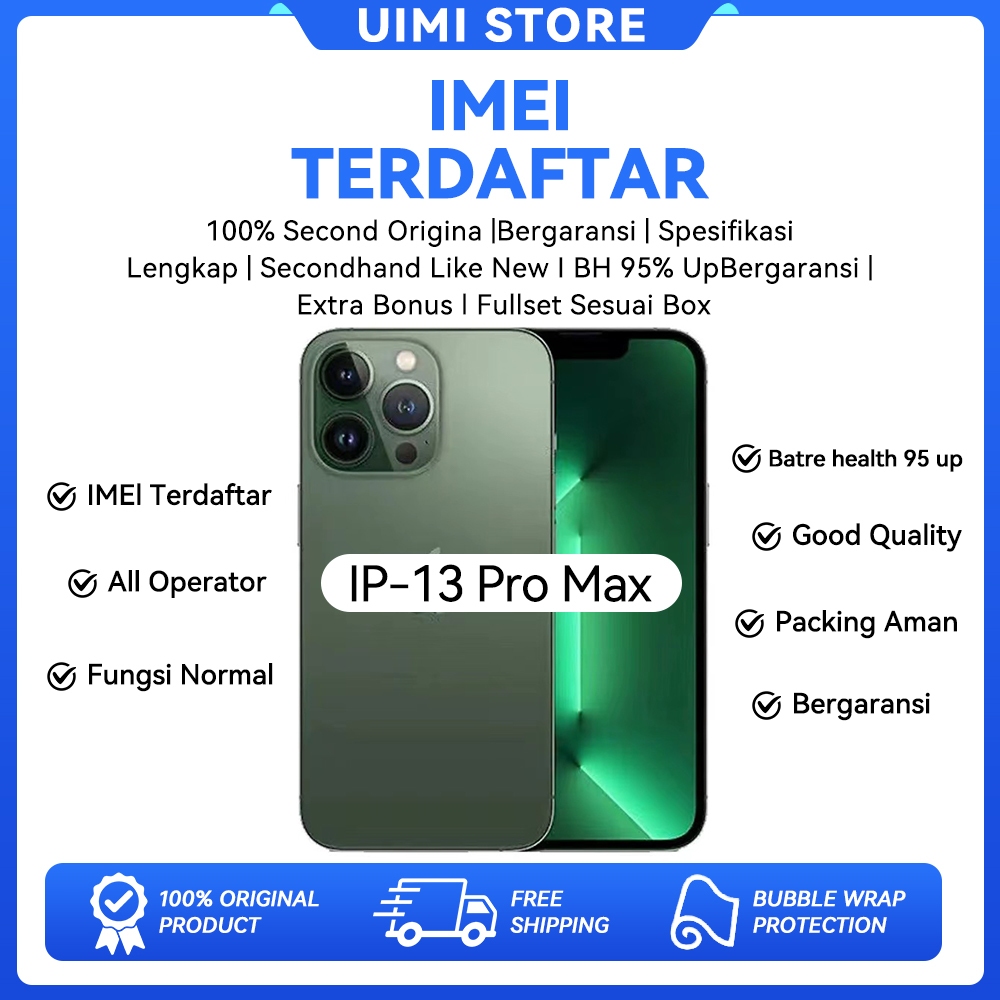 BC IPHONE 13 PRO MAX / 128GB 256GB SECOND HAND GARANSI 1 BULAN TERPERCAYA ORIGINAL FULLSET MULUS SEC