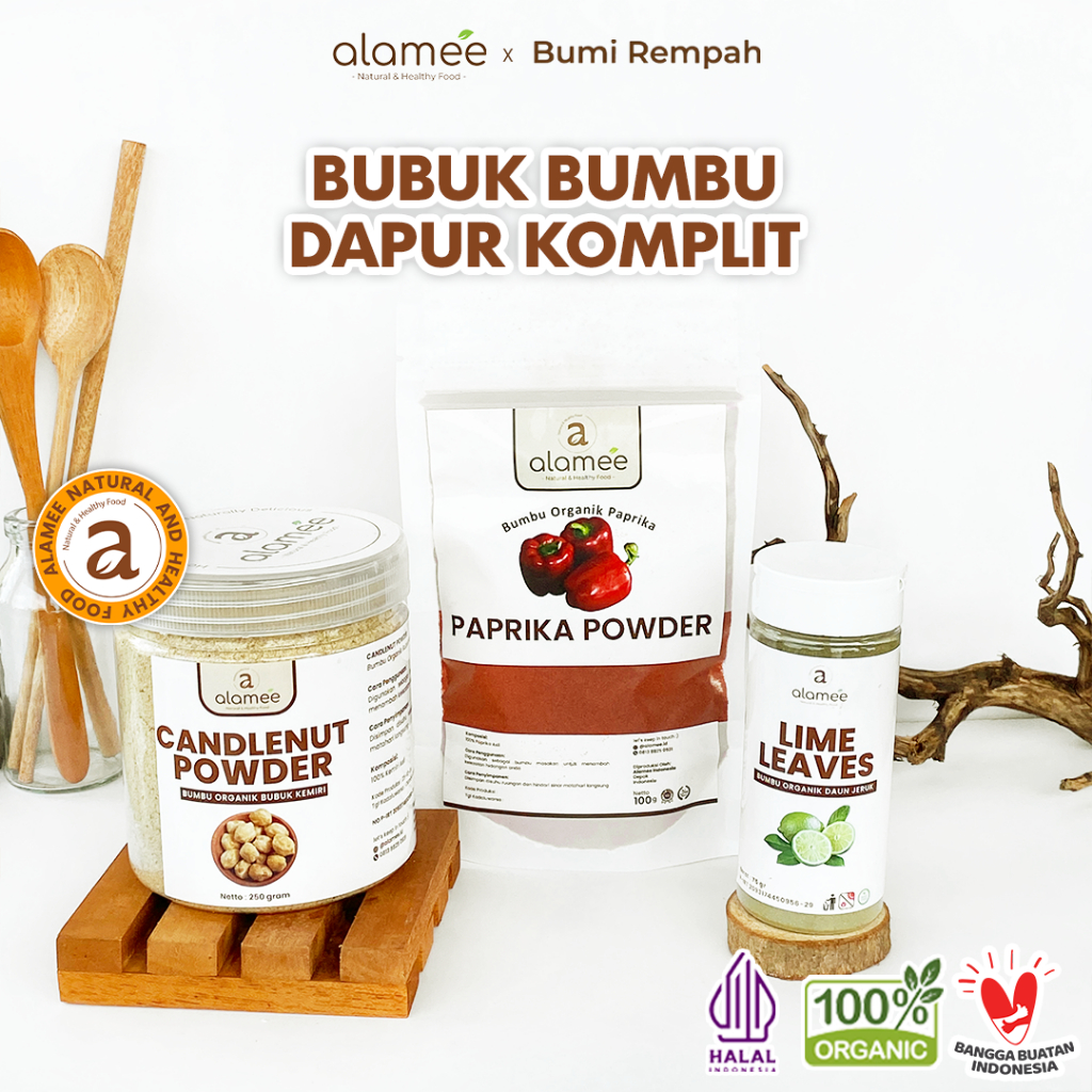 

ALAMEE Bumbu Dapur Bubuk Lengkap Bawang Bombay Lada Hitam Powder Organik Praktis Siap Pakai