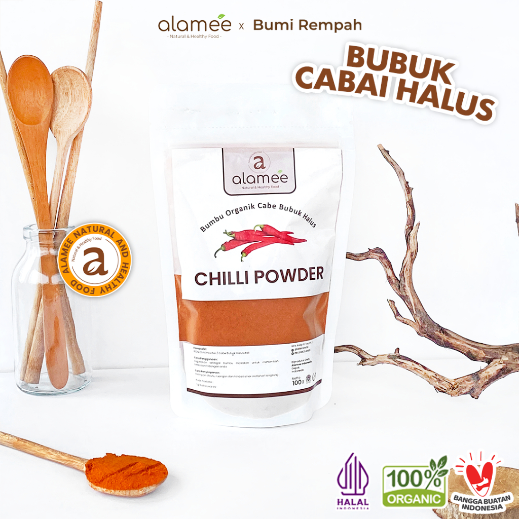 

ALAMEE Bumbu Cabe Cabai Bubuk Kering Halus Pedas Chilli Seasoning Powder Cabai Rempah Murni Asli Dapur 100g