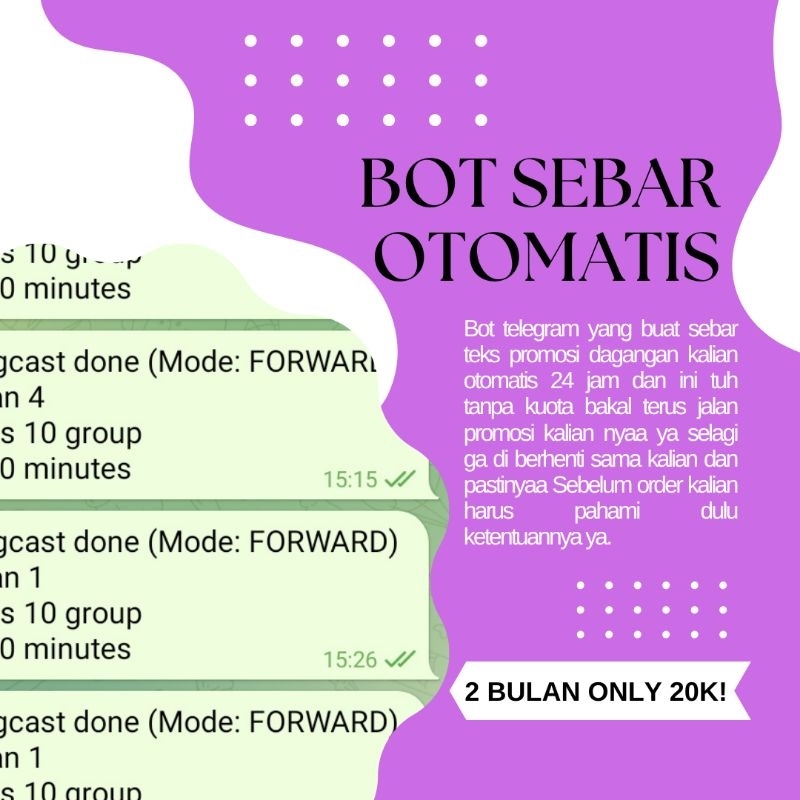 BOT TELEGRAM SEBAR PESAN OTOMATIS TELE MURAH BOT PROMOSI