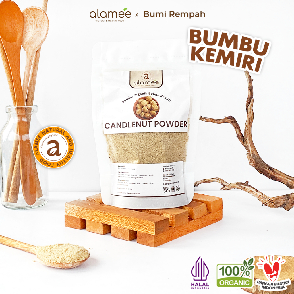 

ALAMEE Kemiri Bubuk Candlenut Seasoning Powder Bumbu Dapur Organik Masak Murni Tanpa Campuran 50g