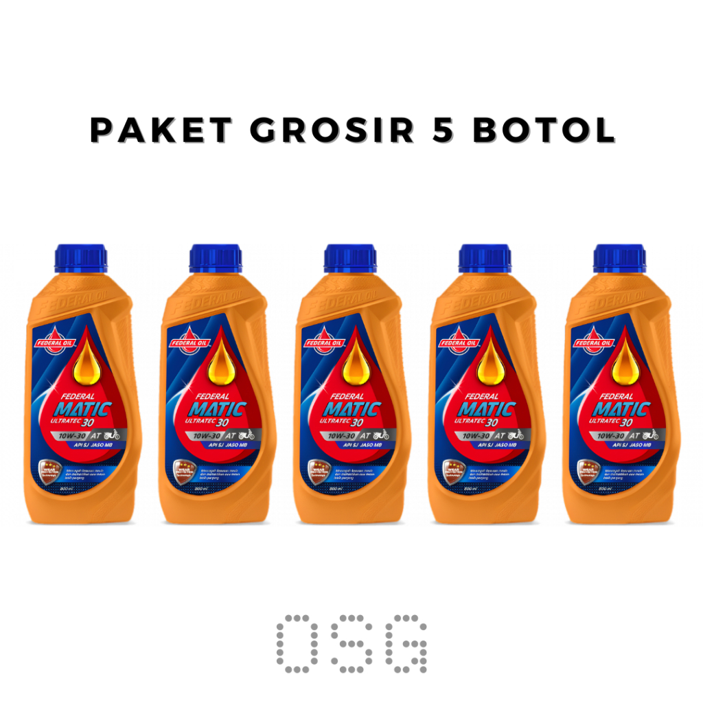 Paket Grosir 5 Botol Oli Federal Matic Ultratec 30 800ml SAE 10W-30 Original
