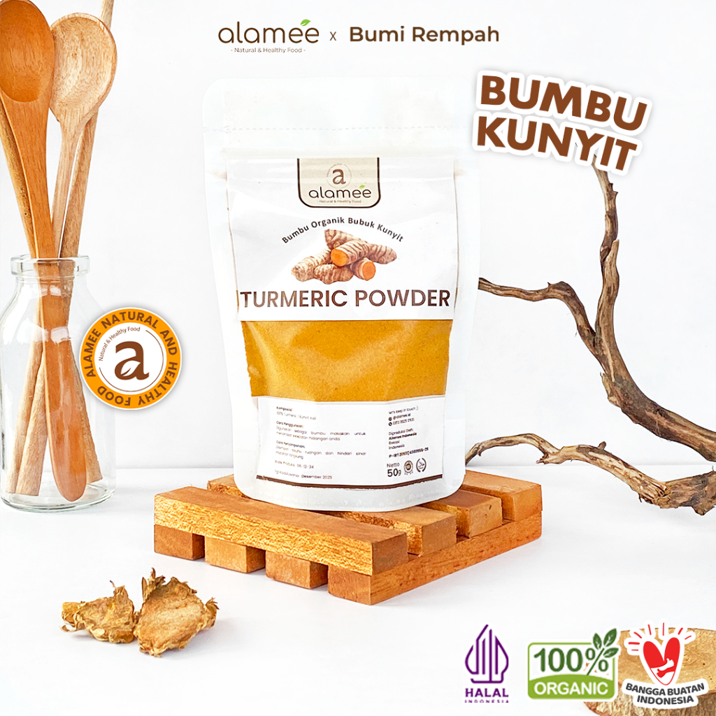 

ALAMEE Kunyit Bubuk Turmeric Seasoning Powder Ground Bumbu Dapur Instan Organik Murni Asli 50g