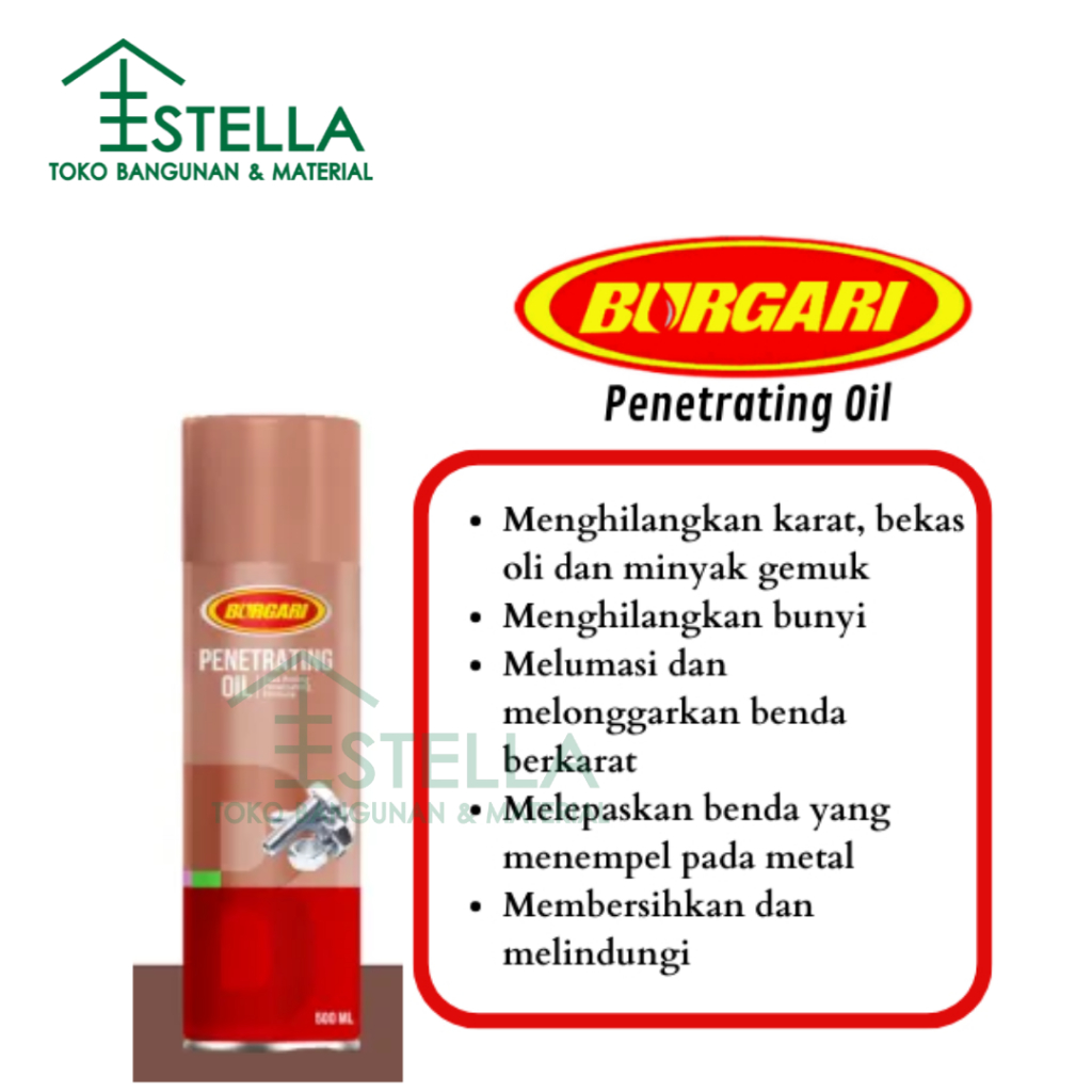 Penetrating Oil WD Burgari 500ml Semprotan Karat / Pembersih Karat WD Merk BURGARI Ukuran 500 ML / P