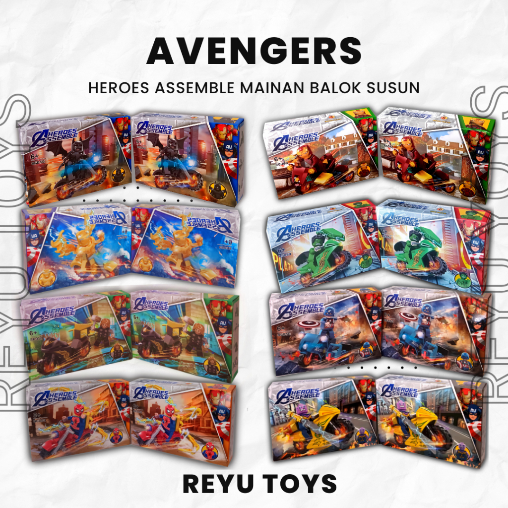 REYUTOYS Mainan Merakit Batman Balok Susun Anak Mini Figure Brick Lego Spiderman Hulk