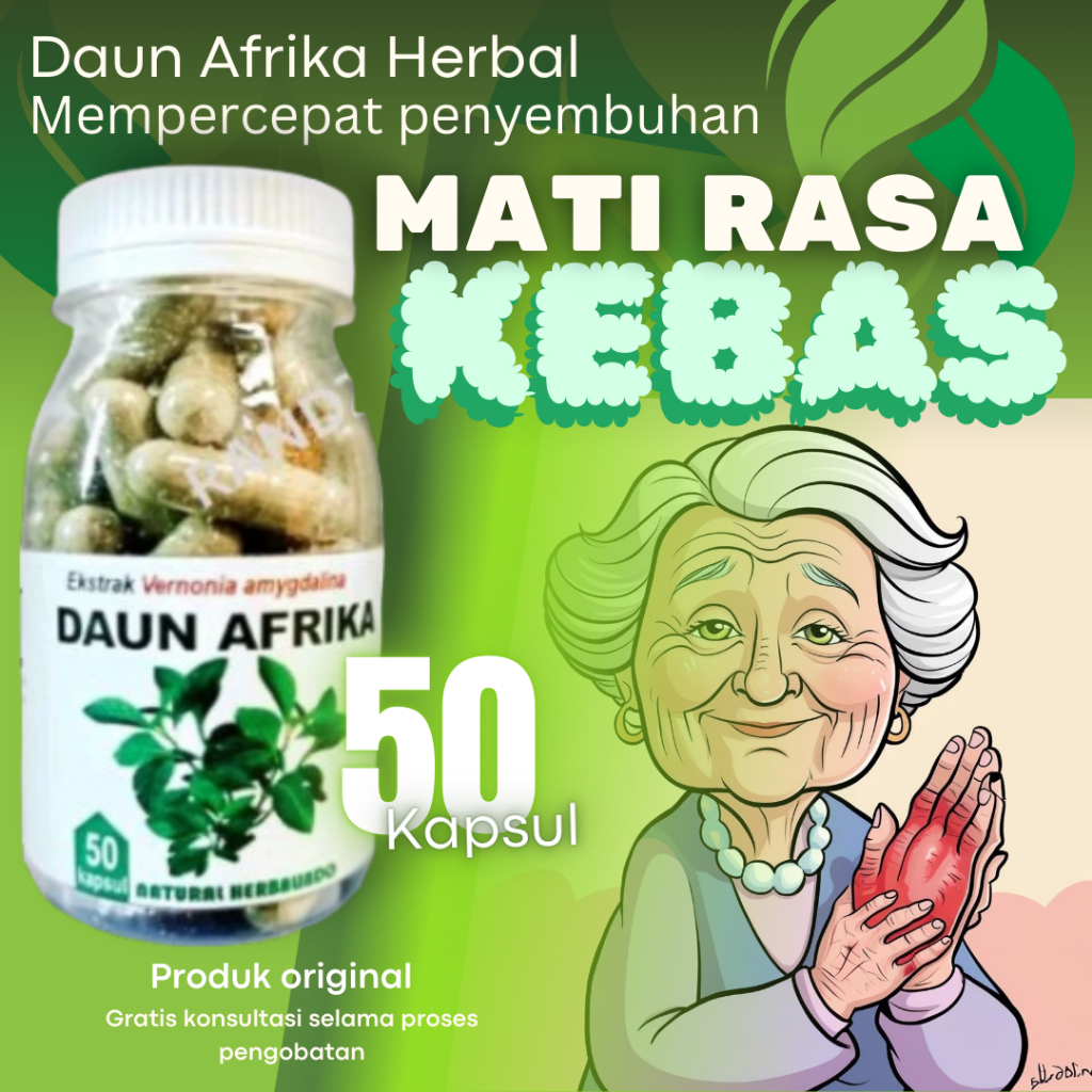 Obat kebas mati rasa kesemutan neuropati herbal Daun Afrika 50 Kapsul