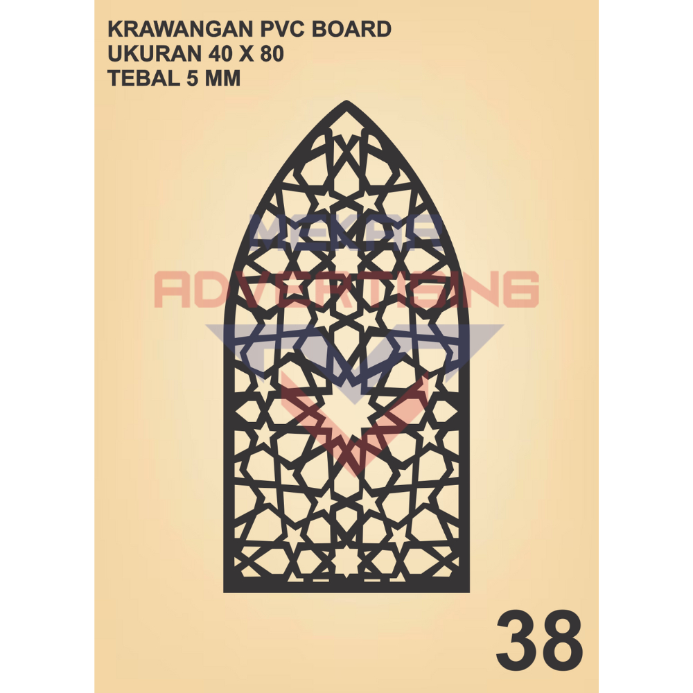 KRAWANGAN PVC BOARD HITAM  / ORNAMEN PVC FOAM BOARD HITAM TEBAL 5MM MODEL 38 UKURAN 40X80