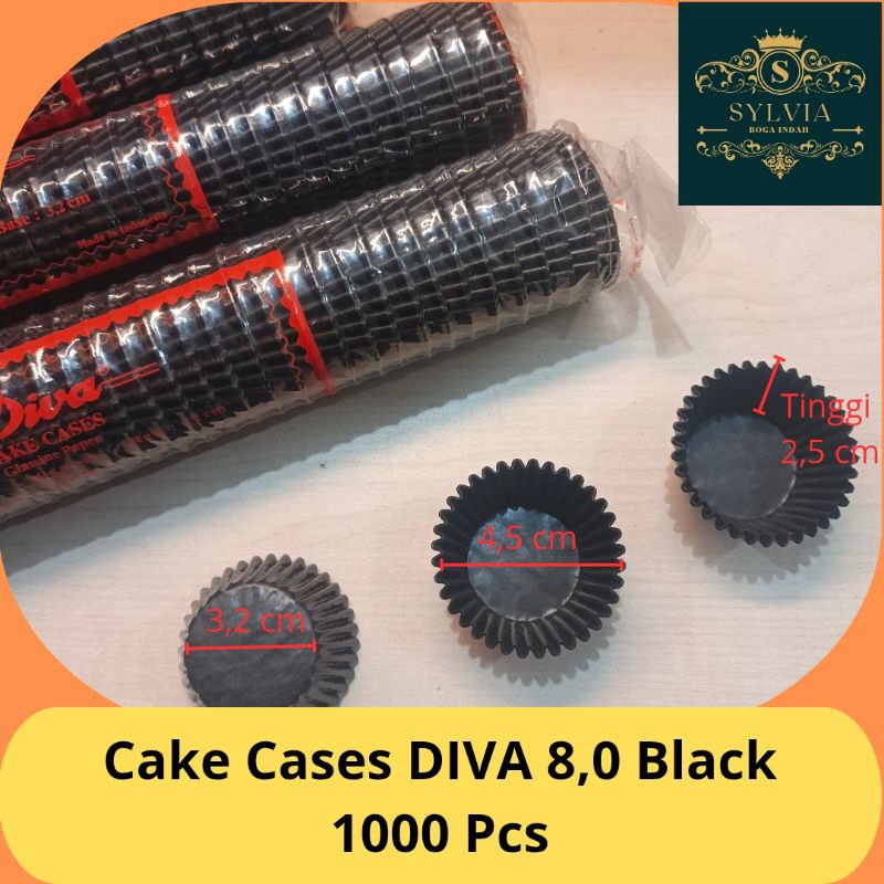 [ 1000 pcs ] Cake Cases / Cup Cake BLACK DIVA 8 CM.