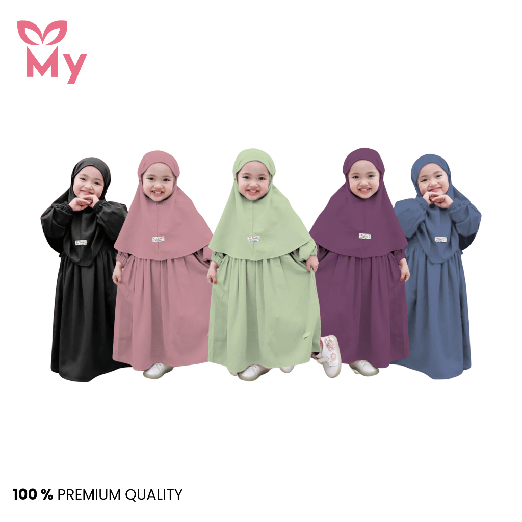 My In Gamis Sari Anak Set Hijab Crinkle - Gamis Malika Anak Muslim Perempuan K438