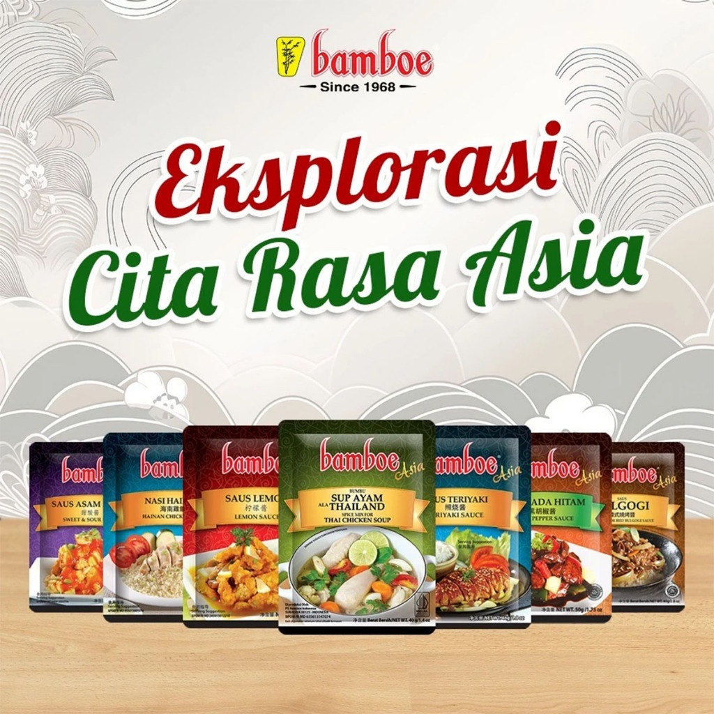 

BAMBOE Masakan Asia Bumbu Masak Dapur Racik Instan All Varian Tom Yum, Lada Hitam, Hainan, Teriyaki