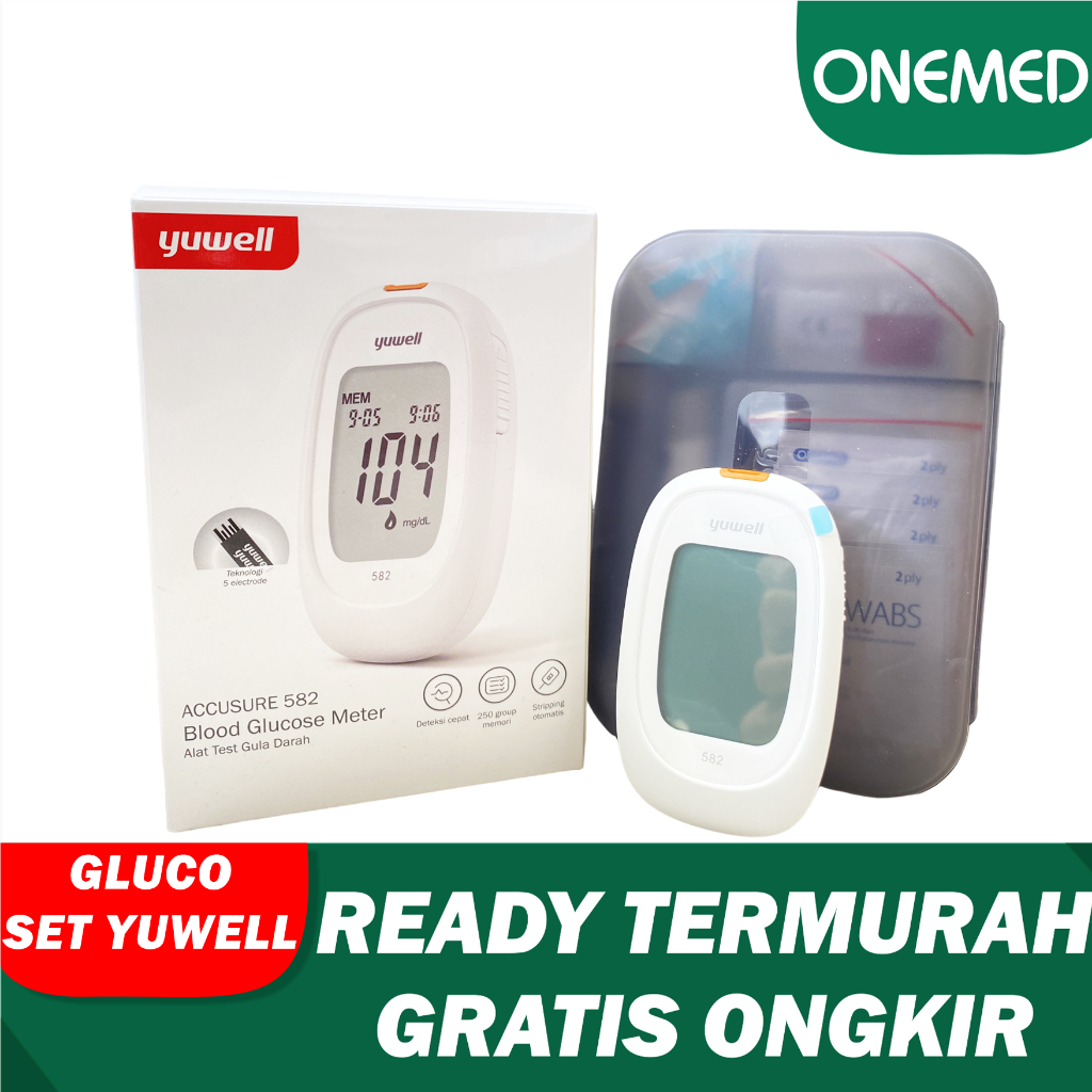 SET PAKET GLUCO METER YUWELL ALAT CEK GULA DARAH 1 SET + STRIP BOX LENGKAP READY SIAP KIRIM ORIGINAL