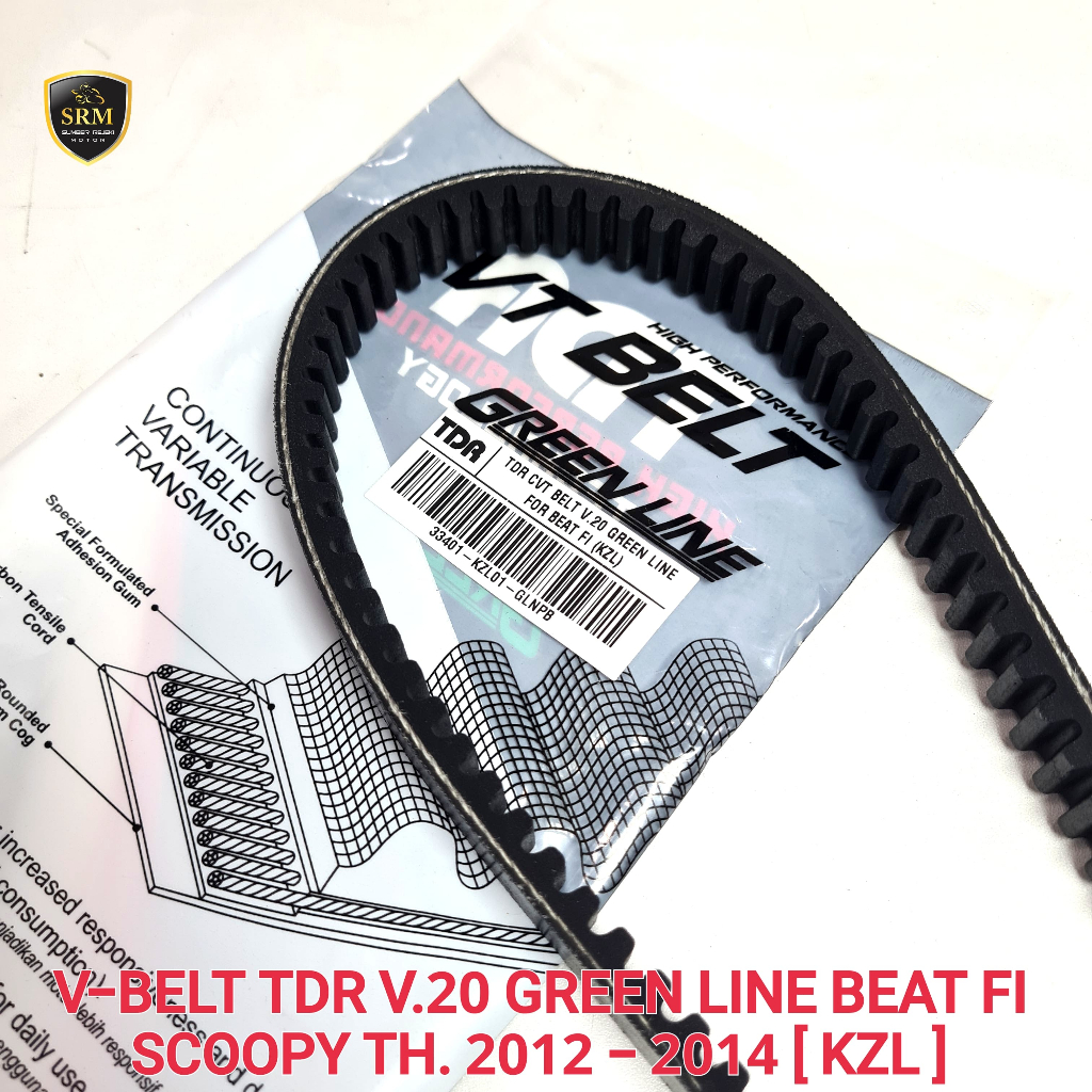V-Belt TDR V.20 Green Line Beat FI/Scoopy Th. 2012 - 2014 [ KZL ]