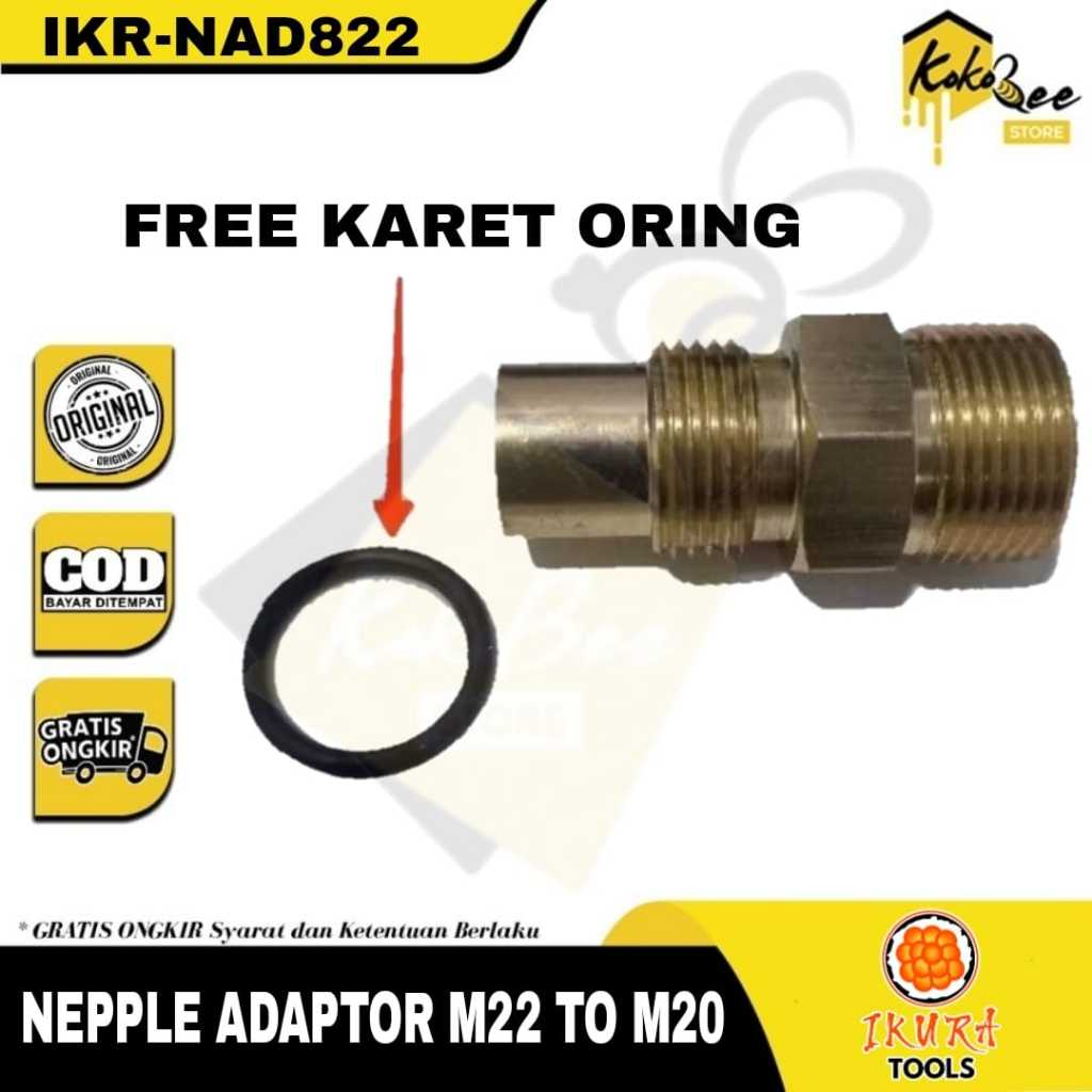 IKURA TOOLS Nepel Water Pump Jet Cleaner M20 Male To M22 Male - Sambungan Mesin Jet Cleaner Parts He