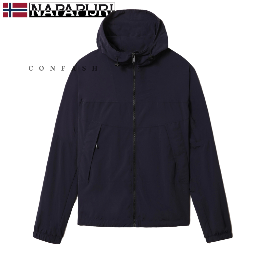 Jaket Napapijr*i Short Jacket Skidoo Open Circular Black Original Napapijri Windproof Waterproof Ori