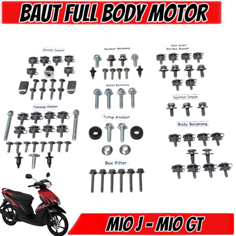 Baut Full Set Body Yamaha Mio J - Mio GT 115 / Baut Full Body Mio j Mio GT Lengkap