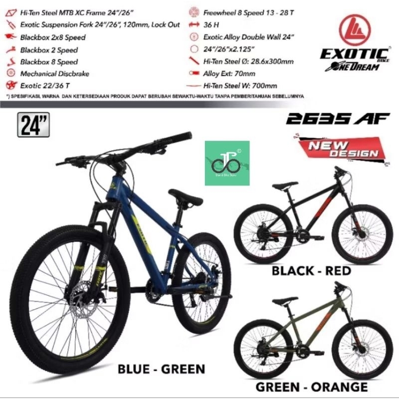 Sepeda MTB 24" Exotic 2635 AF 24an TERBARU