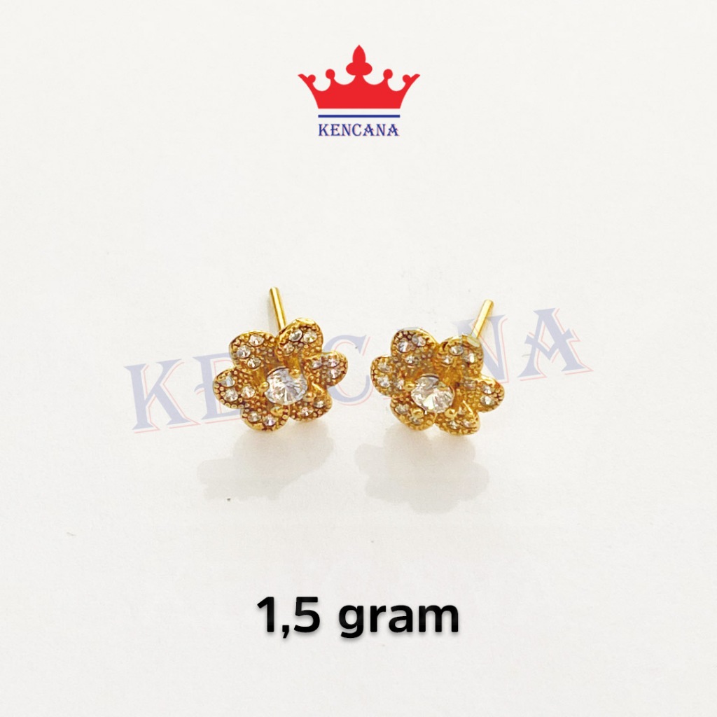 Anting  Perak Asli 925 Giwang Tusuk Kembang Rose Permata Anak Dewasa Sepuh Emas 24k