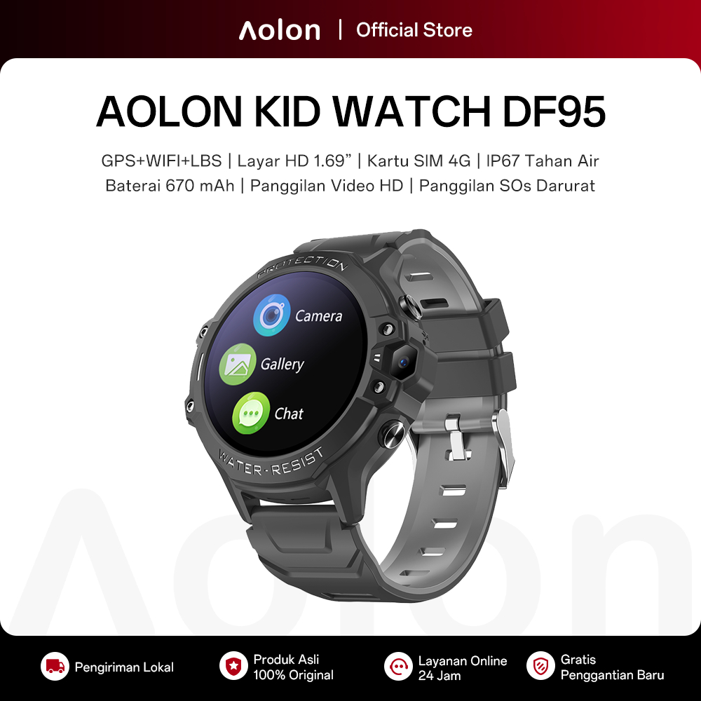Aolon DF95 Jam Smartwatch Anak Lacak Posisi Panggilan SIM 4G Video Call GPS LBS Smart Watch Kids