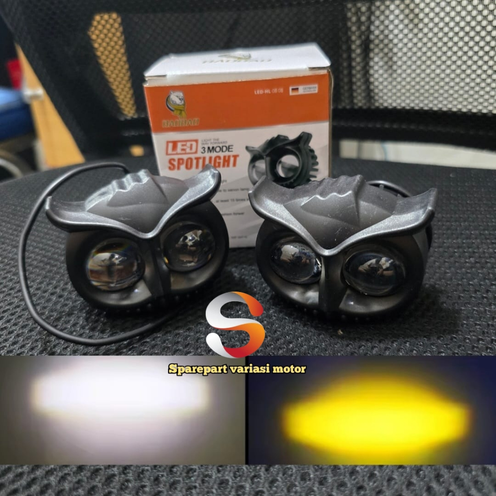 lampu tembak laser led d2 owl 2 mata warna putih kuning