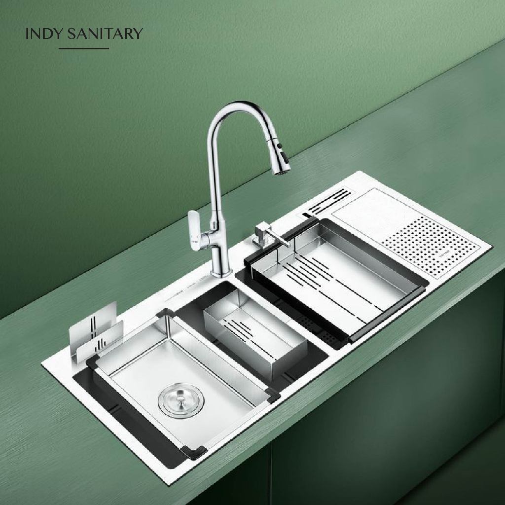 Indy Sanitary - Kitchen Sink Stainless Steel 304 Paket Kran Pantry Premium Wastafel Dapur Bak Cuci P