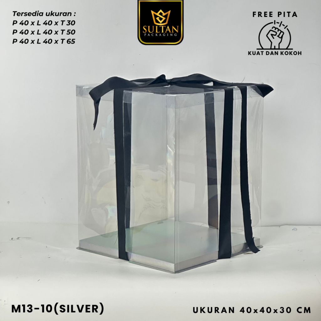 Tumblergrafik Cake Box Kotak Kue Mika Transparan Dus Hadiah 40X40 - Tutup Mika / M13