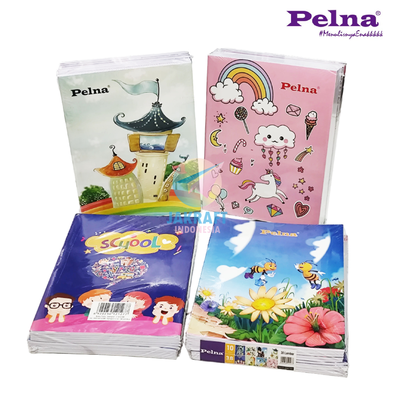 

(10 Pcs) GROSIR Buku Tulis PELNA isi 38 / 58 Lembar Kwarto Kuarto Quarto A5 Biasa Cover Unisex Seperti Skola by Sinar Dunia SiDU | PACK