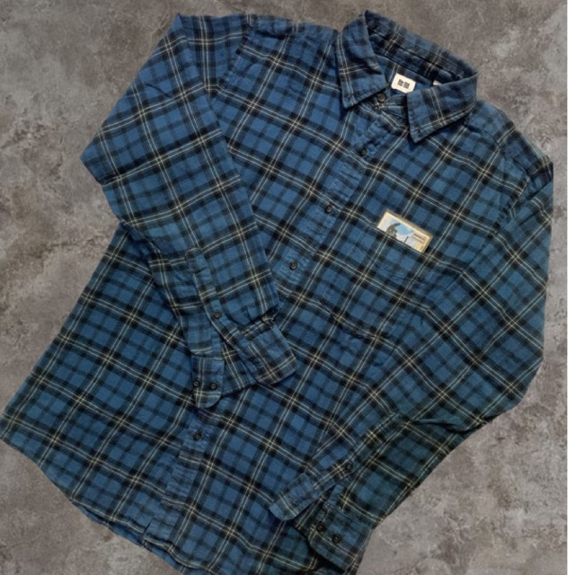 Uniqlo Flannel Shirt Blue/Black Second