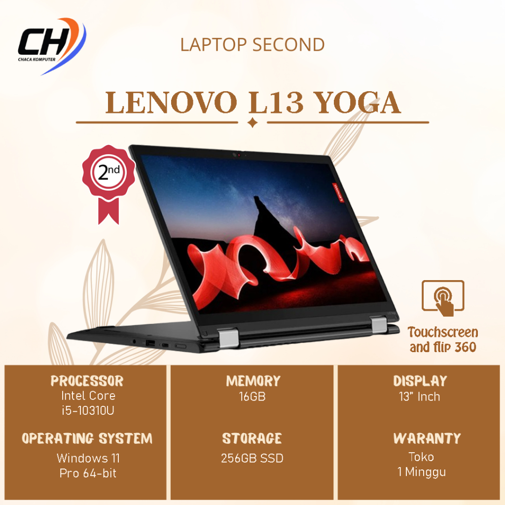 Laptop Lenovo Thinkpad L13 Yoga Touchscreen Second - RAM 16GB SSD 256GB