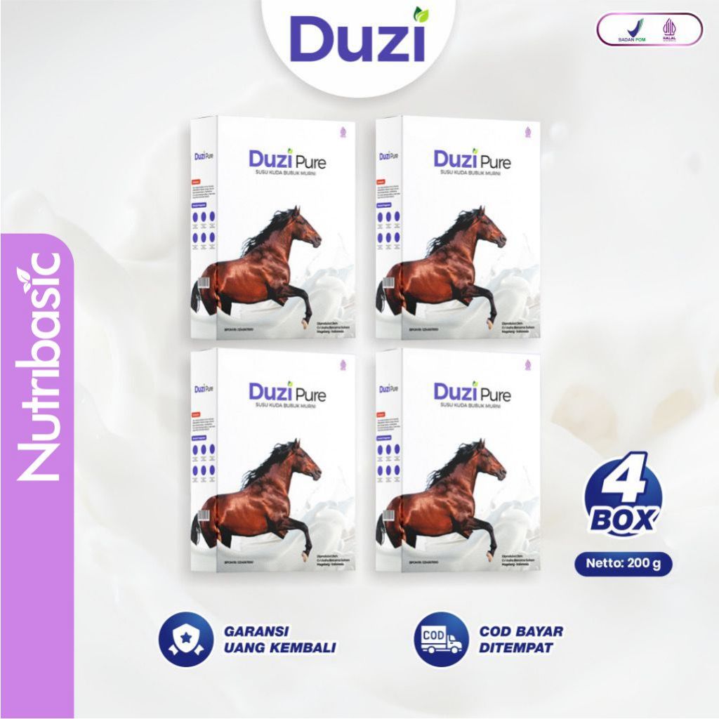 

Duzi Pure - Susu Kuda Lombok Bubuk 200 Gram 4 Box