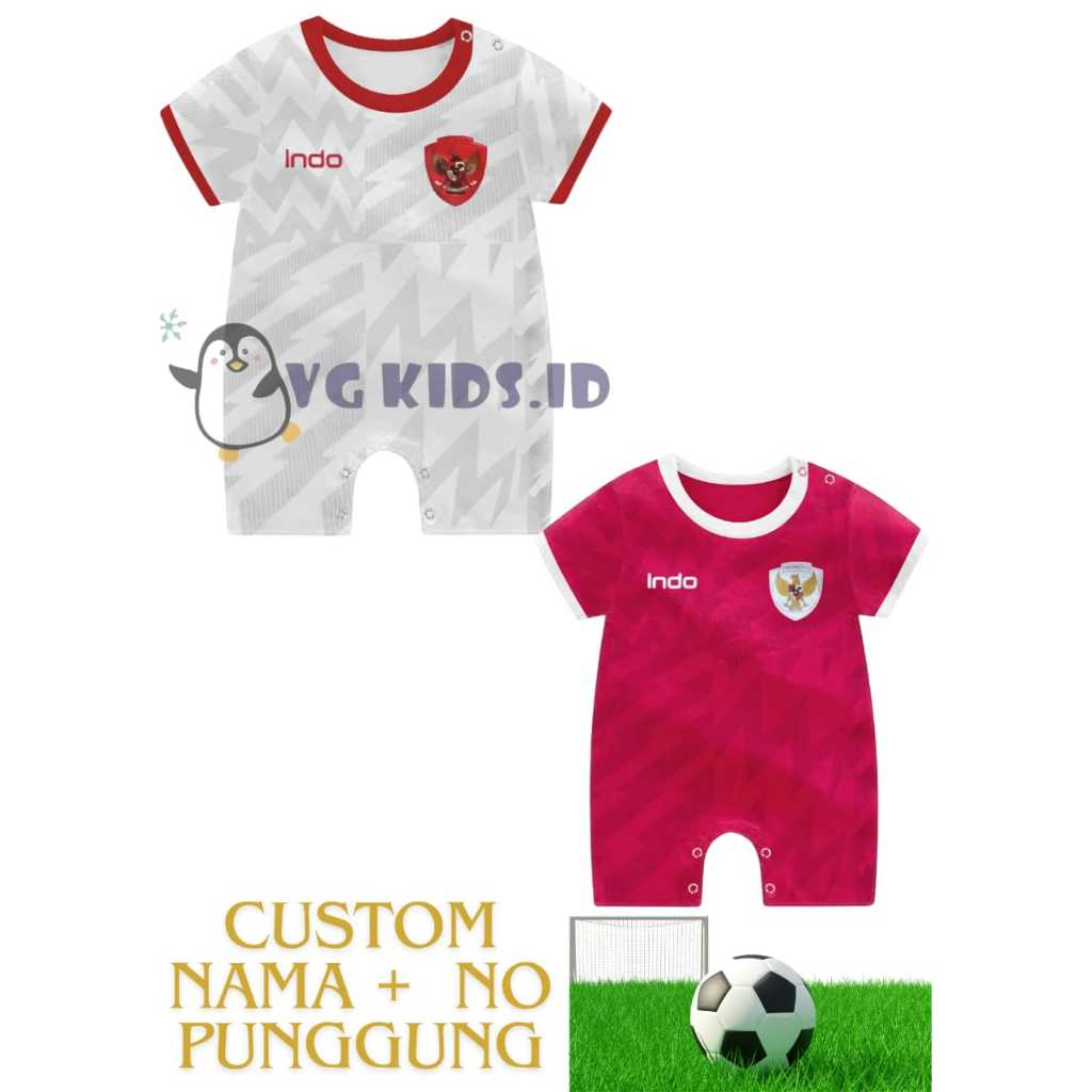 ROMPER BOLA JERSEY INDONESIA / ROMPER BOLA BAYI BOLA NEWBORN -12 BULAN LAKI LAKI PEREMPUAN