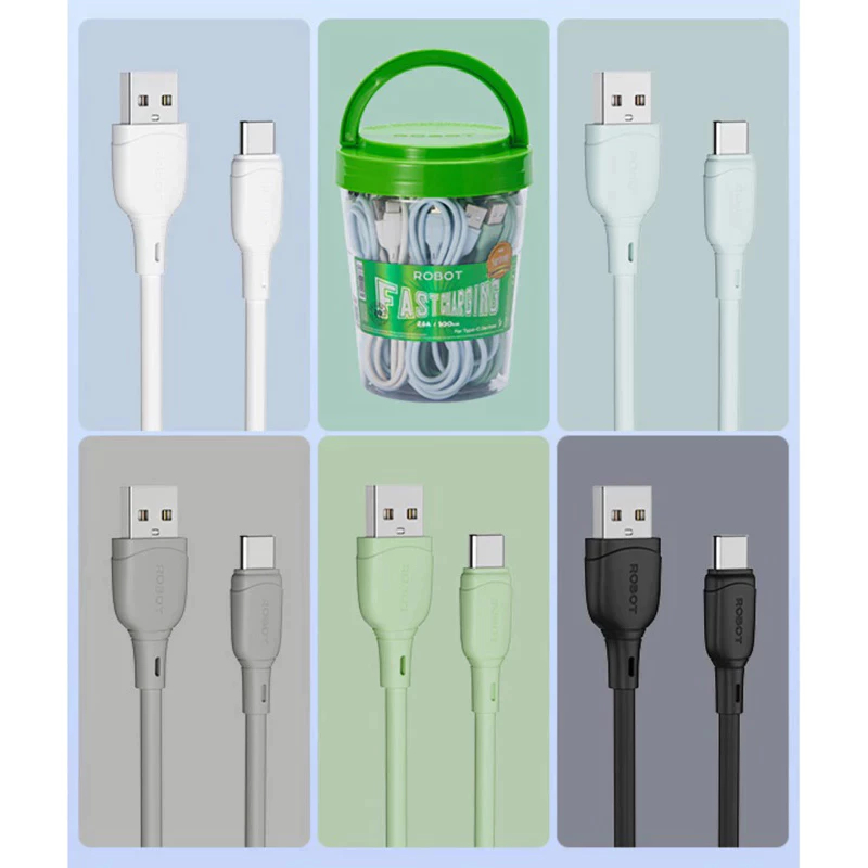 Kabel Data Robot RBC100 Type C Original Toples Kabel Charger Robot Type C RBC100 1m Toples 20pcs