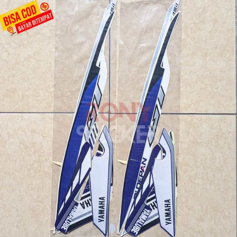 Striping Sticker Lis Body Yamaha Mio GT 2014 GP Version BIRU PUTIH Fullset List Stiker Motor Standar